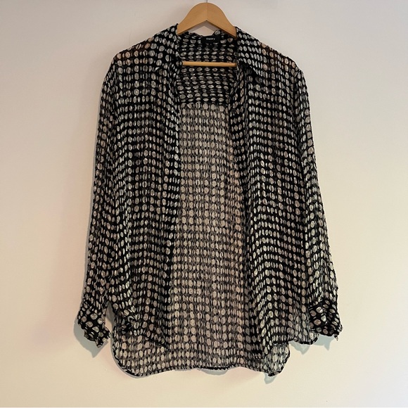 Theory Sheer Polka-Dot Weekender Button-down Shirt - Picture 4 of 9